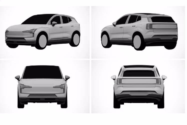Hình ảnh bằng sáng chế được đăng tải trên diễn đàn Cochespias của Tây Ban Nha cho thấy Volvo EX30 có thiết kế ngoại thất vay mượn khá nhiều từ mẫu xe đàn anh EX90 với cụm đèn LED định vị Thor's Hammer và đèn hậu chữ L đặc trưng. Không chỉ vậy, không gian nội thất của mẫu SUV này cũng khá giống EX90 với màn cảm ứng dạng dọc khổ lớn đặt giữa bảng táp-lô, cần số nằm ở cột vô lăng, ghế bọc vải len.