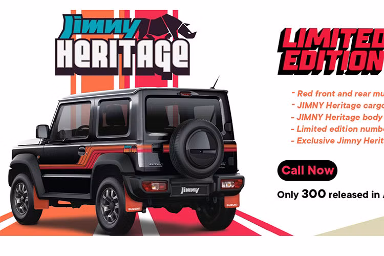 Suzuki Jimny hiện là một trong những mẫu SUV việt dã cỡ nhỏ được yêu thích nhất thế giới. Để đáp lại thịnh tình của người tiêu dùng, hãng đã chính thức trình làng phiên bản đặc biệt mới của dòng xe này mang tên Suzuki Jimny Heritage Limited Edition 2023 ở thị trường Úc.