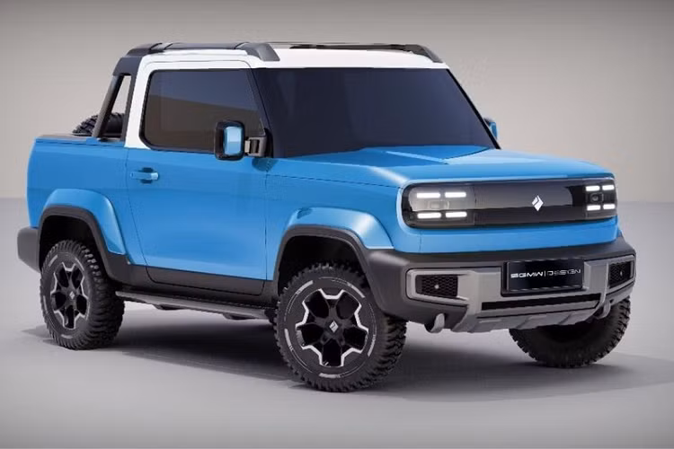 Đầu tiên chính là việc xe có một thùng chứa đồ của xe bán tải và một bánh xe dự phòng gắn trên cửa hậu, nhìn rất hầm hố, và chất chơi.