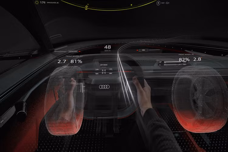 Để đạt được hiệu quả đó, thương hiệu 4 vòng tròn giới thiệu Audi Dimensions, một hệ thống thực tế ảo được truy cập thông qua các tai nghe công nghệ cao độc quyền và sau đó được chiếu vào bên trong cabin.