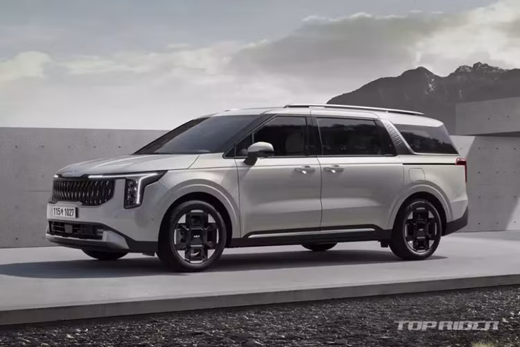 Đúng như những hình ảnh rò rỉ trước đó, mẫu xe MPV Kia Carnival 2024 được áp dụng ngôn ngữ thiết kế Opposites United mới, tương tự các mẫu xe cùng thương hiệu như Morning, Seltos, Sorento và K5. Cụ thể, mẫu MPV cỡ lớn này được trang bị lưới tản nhiệt "mũi hổ" mới với những chi tiết mạ crôm bên trong.