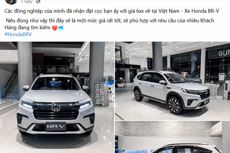 Gần đây, nhiều đại lý tại Việt Nam mới bắt đầu nhận cọc Honda BR-V 2023. Xe có thể ra mắt thị trường Việt Nam ngay trong tháng 5, nhập khẩu từ Indonesia tương tự những đối thủ như Mitsubishi Xpander và Hyundai Stargazer đồng thời có giá dao động trong khoảng từ 600 - 700 triệu đồng.