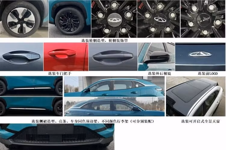 Những hình ảnh trên MIIT cho thấy xe có đèn pha tách rời, logo tiếng Anh Chery và cảm biết ở mặt trước, vì là xe điện nên không có lưới tản nhiệt, chiếc xe điện này cũng có giá để hành lý cùng màu và dải chrome dọc theo mép cửa sổ kéo dài đến trụ D. 