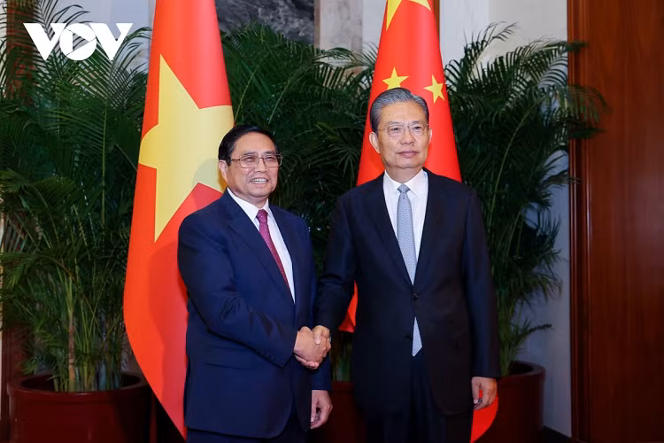 Thu tuong Pham Minh Chinh hoi kien Uy vien truong Nhan dai toan quoc Trung Quoc