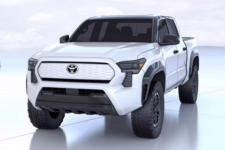 Ngoài ra, Tacoma thế hệ mới còn mang trên mình ngoại hình gần như giống hệt mẫu xe concept thuần điện từng được hãng Toyota hé lộ vào tháng 12/2021. Tuy nhiên, chiếc Toyota Tacoma trong hình ảnh rò rỉ lại được trang bị lưới tản nhiệt trên đầu xe. Do đó, đây rõ ràng là xe dùng động cơ đốt trong thay vì ôtô điện.