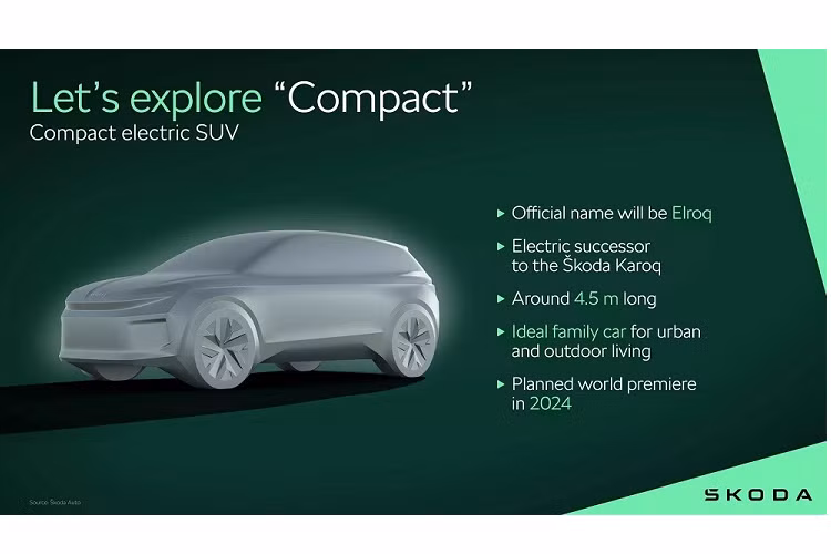 Mới đây, thương hiệu xe thuộc tập đoàn Volkswagen đã hé lộ hình ảnh phác họa và một số thông tin ban đầu của 6 mẫu ôtô điện mới này. Trong đó, đáng chú ý là mẫu ôtô điện có tên Skoda Elroq EV 2024 mới. Dự kiến ra mắt thị trường thế giới vào năm 2024, Elroq là mẫu xe kế nhiệm của Skoda Karoq sắp bán ở thị trường Việt Nam vào giữa năm nay.