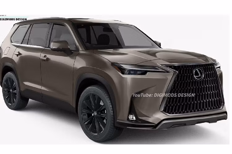 Ở vị trí trung tâm của đầu xe vẫn là lưới tản nhiệt hình con suốt đặc trưng của thương hiệu Lexus. Tuy nhiên, lưới tản nhiệt không được mạ crôm như thế hệ cũ mà thay vào đó là sơn tối màu, mang đến cái nhìn hầm hố, thể thao hơn cho chiếc SUV hạng sang.