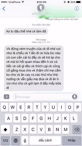 Cả kho truyện tranh đứng trước nguy cơ bị "tiêu hủy" khiến anh chàng phải hạ giọng năn nỉ khá dễ thương: "Chồng hứa lúc nào có con cần cái tủ đấy chồng trả lại cho vợ"...rổi năn nỉ "Coi như chồng gửi tạm ở đấy mấy bữa đi". Đoạn nhắn tin của cặp đôi nhận được sự quan tâm lớn của cộng đồng mạng với nhiều lượt thích và bình luận.