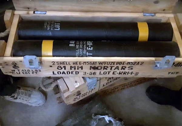 Hòm đạn cối 81mm M56A1 nổ phá.