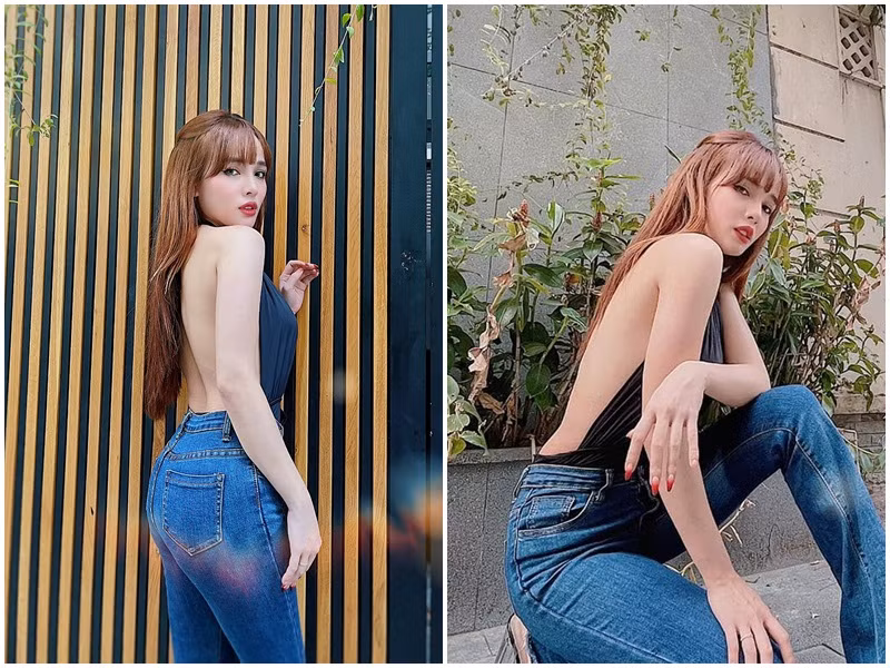 Việt Huê thường xuyên mặc gợi cảm. Cô khẳng định Lê Hoàng chưa từng khó chịu chuyện ăn mặc của vợ.