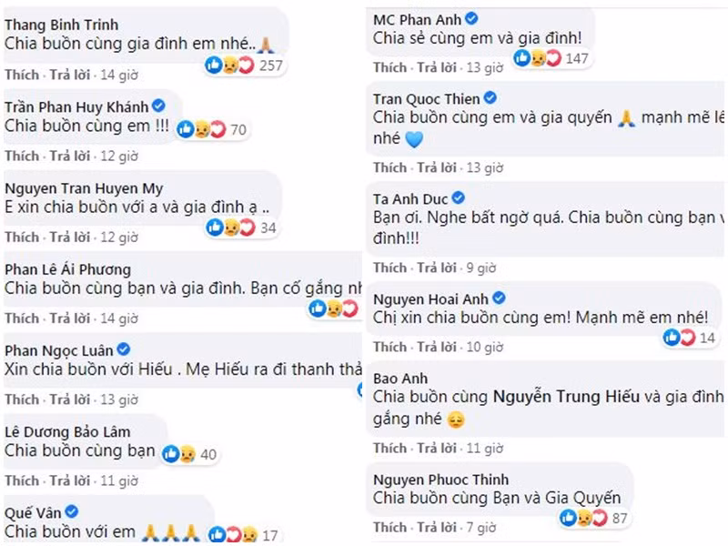Nhiều nghệ sĩ gửi lời chia buồn đến gia đình Chi Dân.