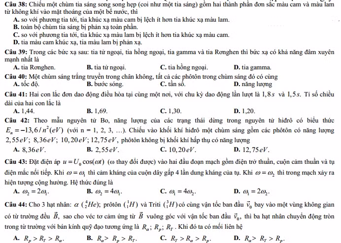 De thi thu THPT quoc gia lan cuoi mon Vat ly truong chuyen Dai hoc Vinh-Hinh-7