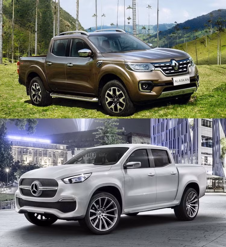 Đều tới từ châu Âu, Renault Alaskan và Mercedes X-Class có điểm chung rất lớn là đều sử dụng nền tảng chassis của chiếc bán tải cỡ trung Nissan Navara NP300. Trong khi Renault Alaskan đã được ra mắt chính thức hồi tháng 7 năm nay và đang "rục rịch" chuẩn bị được bán ra thì Mercedes X-Class mới chỉ xuất hiện ở dạng xe ý tưởng, tới cuối năm sau mới bán.
