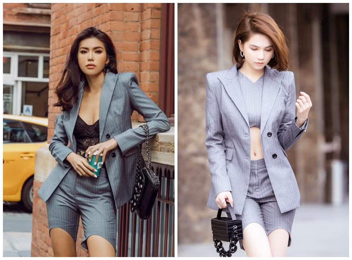 Trong cùng một bộ trang phục, Minh Tú và Ngọc Trinh mỗi người một thần thái.