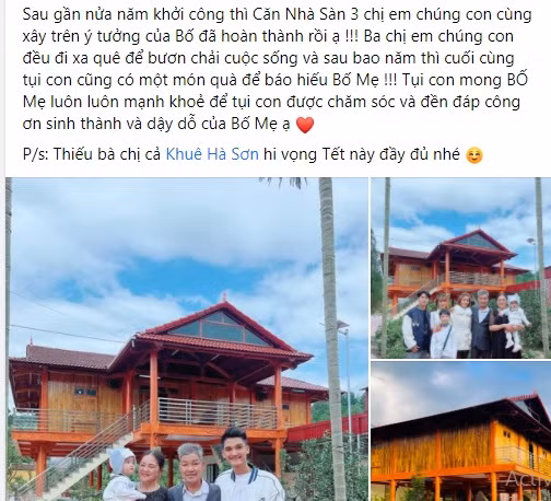 Cách đây ít giờ, diễn viễn hài Mạc Văn Khoa vui mừng chia sẻ hình ảnh ngôi nhà sàn xây dựng làm quà báo hiếu bố mẹ tại quê nhà Hải Dương đã hoàn thành sau hơn nửa năm.