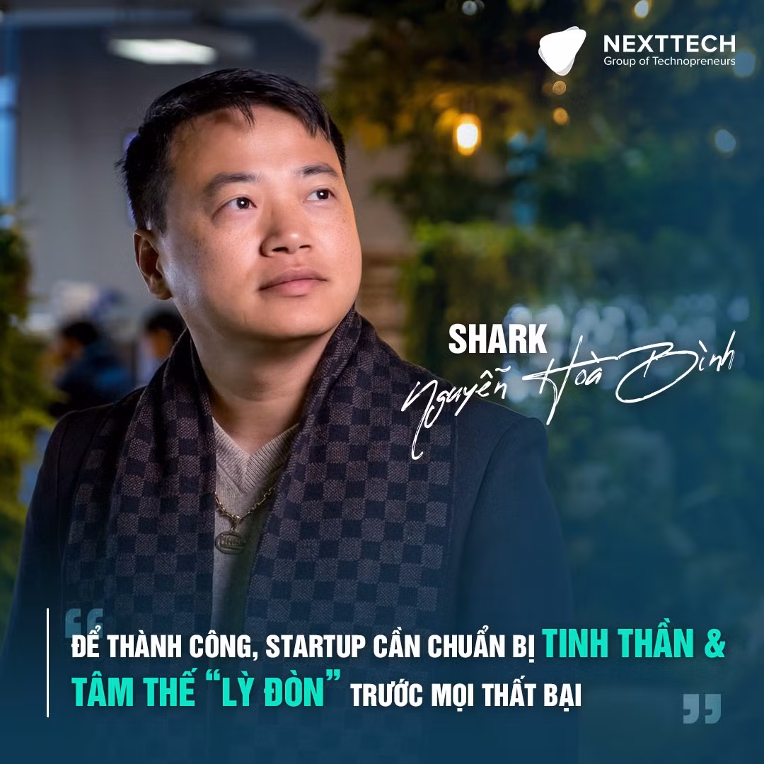  Shark Nguyễn Hòa Bình từng là sinh viên trường Đại học Quốc gia Hà Nội chuyên ngành công nghệ thông tin. Sau này ông tiếp tục học lên thạc sĩ tại một trường đại học danh giá của thành phố Osaka, Nhật bản. Ảnh: FBNV