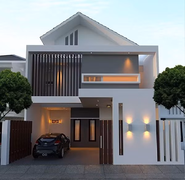  Nhà 2 tầng mái thái được làm cao hơn so với thông thường, kết hợp hệ thống thông gió ở mái giúp chống nóng cũng như lưu thông khí tốt hơn. Ảnh: Xaydungso