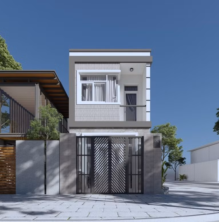 Do có vướng lộ giới nên kiến trúc sư dành một khoảng lô gia diện tích gần 2m2 ăn vào diện tích phòng ngủ trước để lấy sáng. Ảnh: Song Phát Construction
