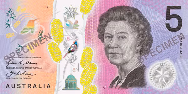 Đặc điểm thú vị nhất của tờ 5 đô la Australia là hiệu ứng đôi cánh của chú chim như đang chuyển động.