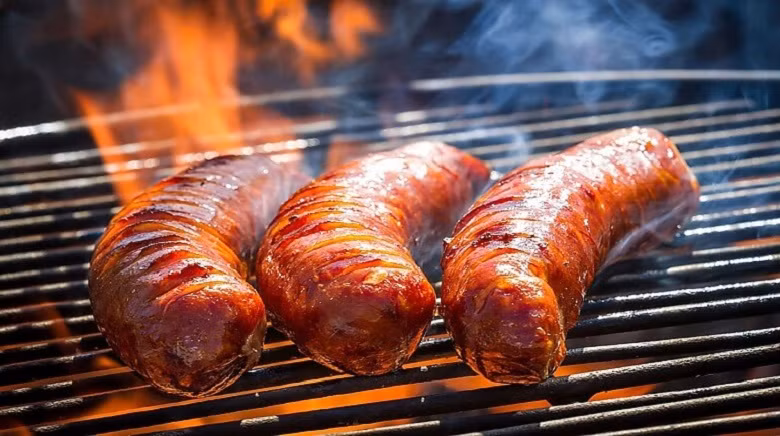 Xúc xích là món ăn nhanh phổ biến nhất hiện nay. Tuy có nhiều loại xúc xích đóng gói, đảm bảo quy trình sản xuất hợp vệ sinh nhưng lại không hấp dẫn vị giác của trẻ em bằng xúc xích nướng, chiên ngoài chợ. Ảnh: Internet