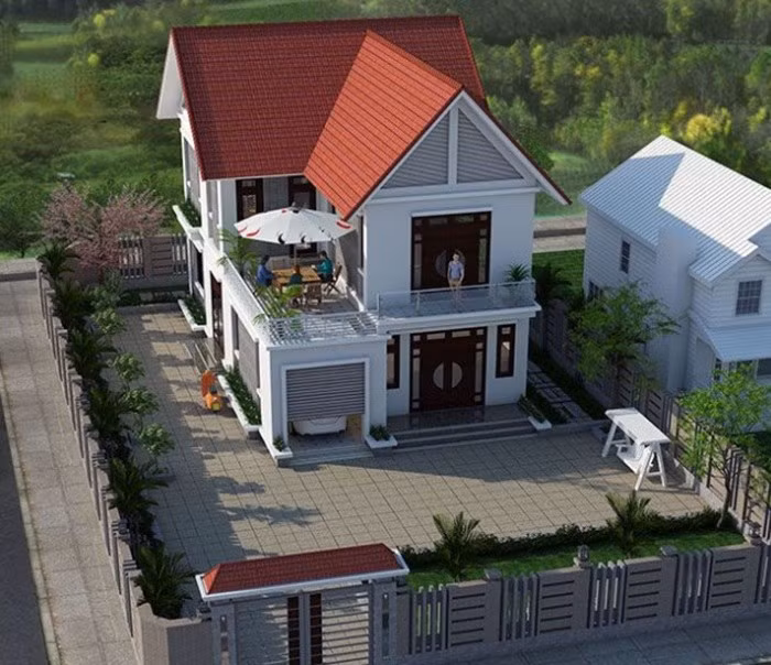 Hệ mái thái được thiết kế với độ dốc vừa phải, tạo sự hài hòa cho khối kiến trúc cứng nhắc của công trình. Ảnh: Wedo