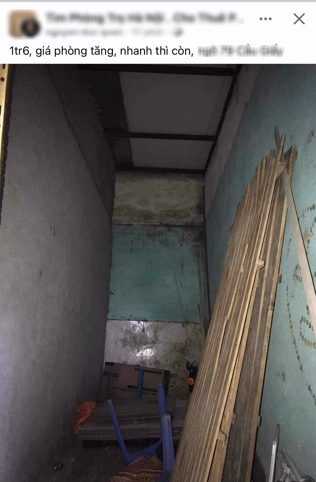 Căn phòng chưa đến 10m2, còn chẳng đủ rộng để kê vừa chiếc giường vậy mà giá thuê là 1,6 triệu/tháng.