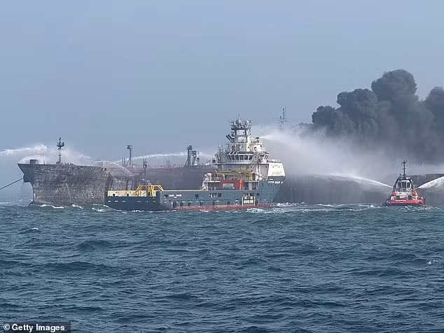 Theo báo cáo từ nhà cung cấp dữ liệu hàng hải Lloyd's List Intelligence, tàu chở hàng này chở 15 container chứa đầy natri xyanua. Ảnh: Getty.
