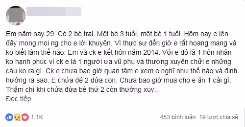 Tâm sự của mẹ 2 con nhận được sự quan tâm từ dân mạng. Ảnh chụp màn hình