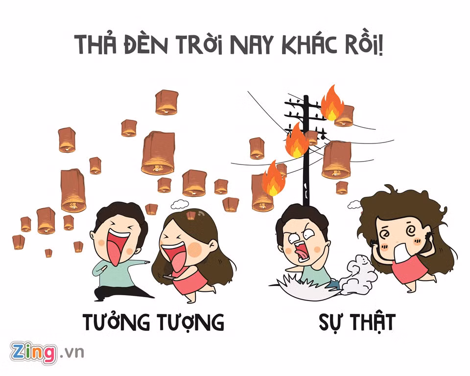 Sẽ thật đẹp nếu được ngắm nhìn bầu trời thoáng đãng, trăng tròn vành vạnh cùng những chiếc đèn trời sáng rực. Nhưng ở thành phố phát triển với nhiều cột điện, nhà cao tầng, đây sẽ trở thành hiểm hoạ khó lường.