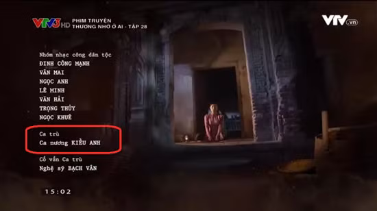 Phim Thương nhớ ở ai có ghi chú phần ca trù do ca nương Kiều Anh thể hiện ở cuối tập phim.