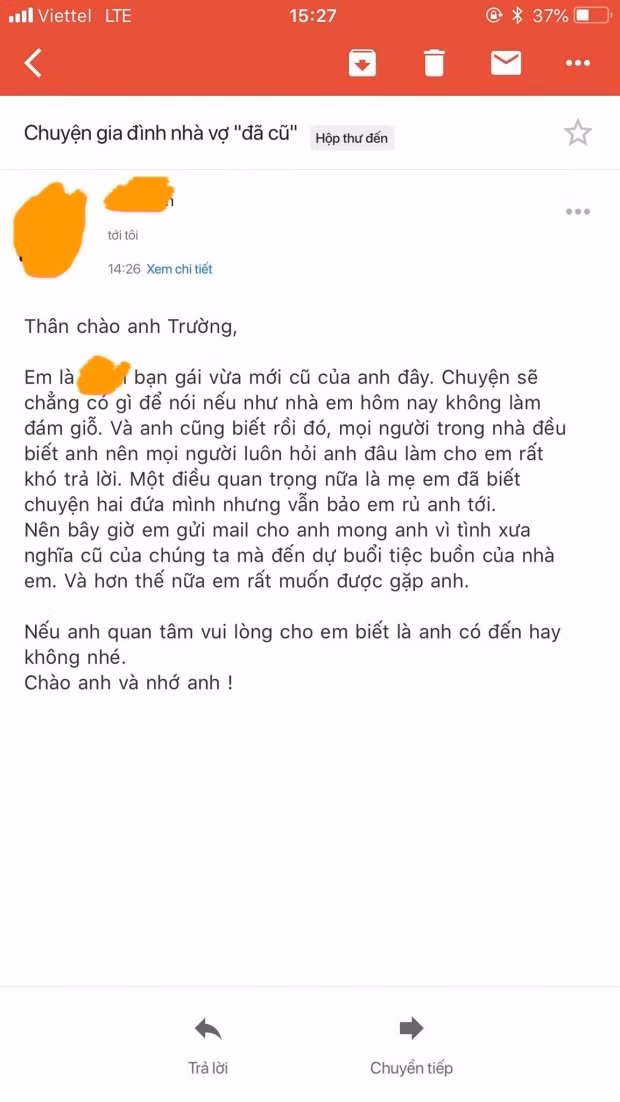 Email do cô nàng gửi tới khiến bạn trai hoảng sợ.