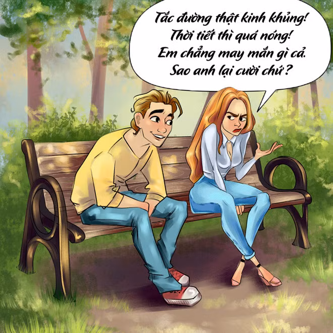 3. Hay phàn nàn: Người hay phàn nàn không bao giờ thấy hạnh phúc và luôn cố gắng tìm lý do khiến họ trở nên đau khổ. Hãy thử yêu cầu họ ngừng phàn nàn và chuyển sang những chủ đề dễ chịu. Họ sẽ chẳng có thể kiếm ra chuyện gì vui vẻ và sởm trở lại với "sở thích" than phiền về mọi thứ.