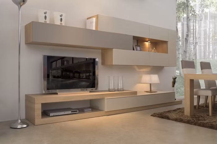 Bố cục độc đáo, sáng tạo giúp mẫu kệ TV này gây ấn tượng với bất cứ vị khách nào bước vào ngôi nhà của bạn.