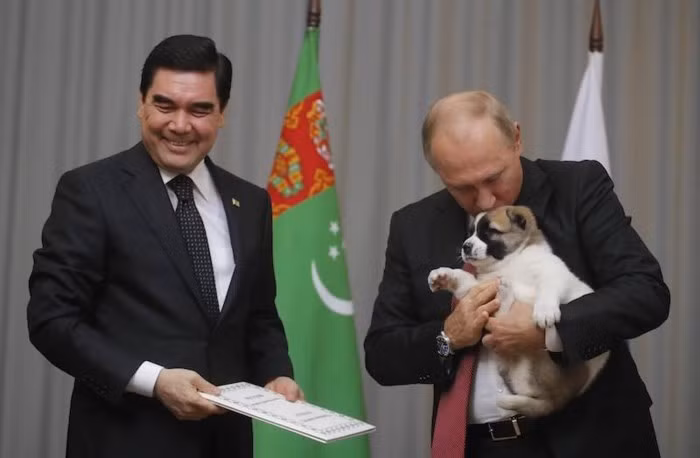 Tổng thống Putin nhận chú chó alabai từ Tổng thống Turkmenistan Gurbanguly Berdymukhammedov.