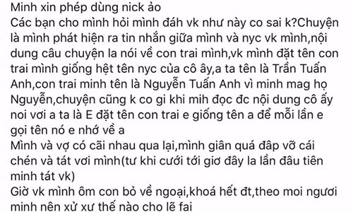 Chong danh vo vi lay ten nguoi yeu cu dat cho con