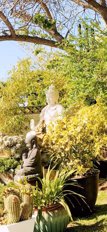 Qua ảnh, nhiều người ấn tượng ngay lập tức với không gian sân vườn đẹp như trong phim của Hồng Nhung. Cây cảnh, tượng phật, đá phong thủy được được bài trí hài hòa khiến nhiều người có cảm giác như đang ngắm nhìn khung cảnh ở một khách sạn 5 sao. Không những vậy, Hồng Nhung còn xây dựng bể bơi ngoài trời và trồng nhiều cây xanh bên trong khu vườn. Đây có lẽ là chốn bình yên của Hồng Nhung sau mỗi ngày dài mệt mỏi.