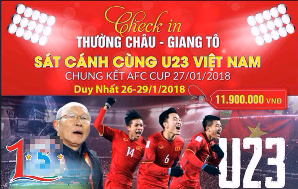 Một đơn vị lữ hành quảng cáo bán tour đi Trung Quốc cổ vũ bóng đá.