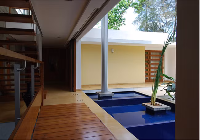 Trước kia, những ngôi nhà mang lối kiến trúc này thường là nơi nghỉ dưỡng hoặc cung điện mùa hè. Ngày nay, không gian mở đóng một vai trò quan trọng trong bối cảnh nhà ở truyền thống tại Ấn Độ. Sân vườn được coi như một phòng ngoài trời có hỗ trợ nhiều chức năng.