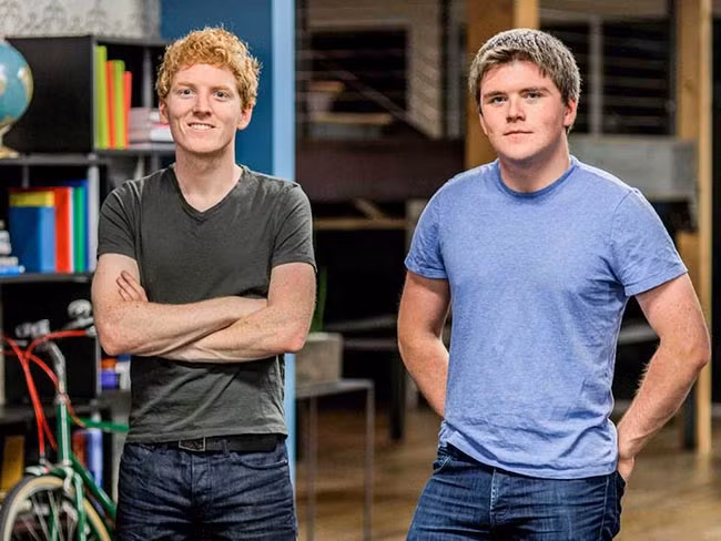 Patrick Collison và John Colison (4 năm) Patrick Collison và John Collison, người đã thành lập công ty thanh toán di động Stripe vào năm 2012. 4 năm sau, giá trị công ty tăng lên 9 tỷ đô giúp 2 anh em trở thành tỷ phú.