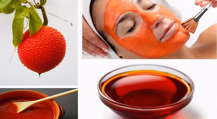 Bạn cũng có thể dùng dầu gấc để làm dầu tẩy trang. Nó không chỉ sạch bụi bẩn mà còn giúp se khít lỗ chân lông, dưỡng da vô cùng hiệu quả. Ảnh: Alibaba.