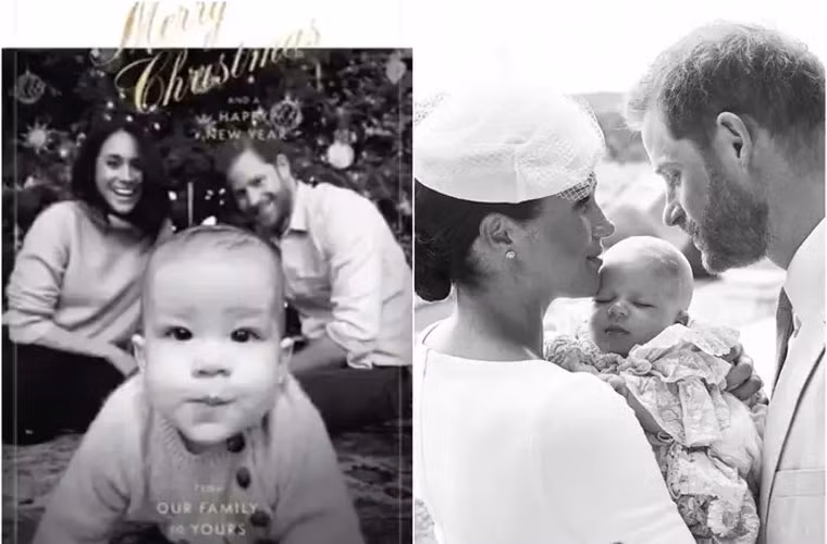 Tháng 12/2019: Meghan và Harry chia sẻ hình ảnh chụp cùng con trai Archie trong tấm thiệp Giáng sinh của gia đình.