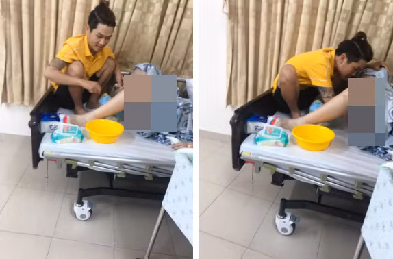 Hình ảnh một anh chồng có tên là K. Phát, tuy còn rất trẻ nhưng lại khéo chăm sóc vợ con. Anh chồng này chăm sóc cho vợ rất tỉ mỉ. Vì người phụ nữ đã mang nặng đẻ đau cho mình, anh chẳng ngại làm cho vợ cả những điều tế nhị. Ảnh: Tổng hợp