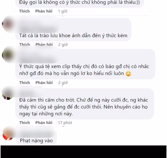 Dưới phần bình luận, nhiều người tỏ ra khá bức xúc với cách hành xử không suy nghĩ của nhóm người đó. Ảnh: Chụp màn hình
