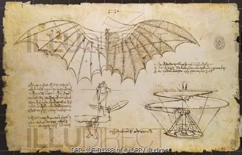 Sở hữu bộ não của một thiên tài, da Vinci đi trước thời đại khi phát minh ra máy bay trực thăng. Ông nảy ra ý tưởng về một cỗ máy bay lượn trên bầu trời khi quan sát các loài chim.