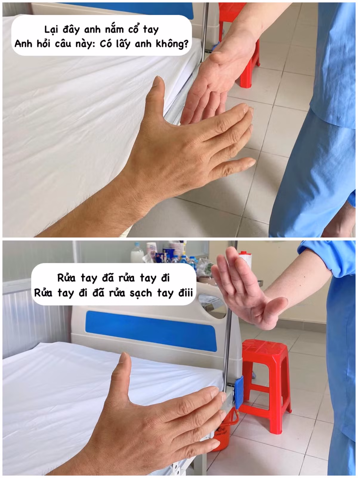 Mọi việc đều không còn quá quan trọng khi mà bạn chưa rửa tay để tránh dịch Covid-19 lây lan là thông điệp mà Thùy Dung muốn gửi qua bức ảnh này.