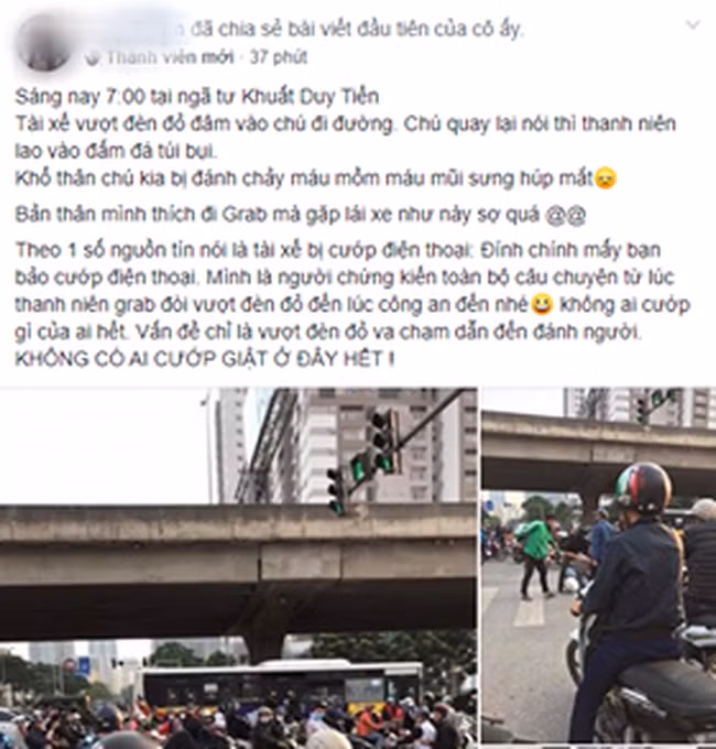 Khong duoc nhuong duong, tai xe Grab hanh xu gay phan no