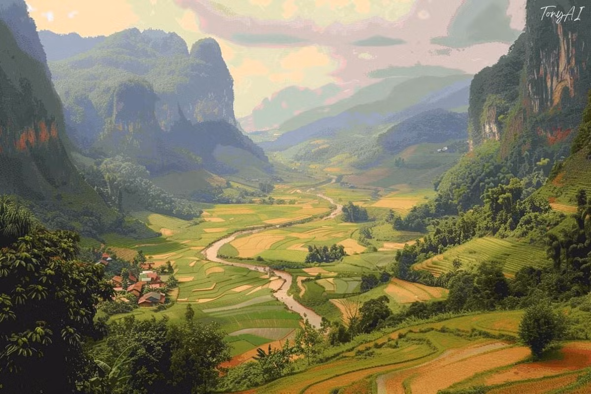 Khung cảnh nhìn từ trên cao.