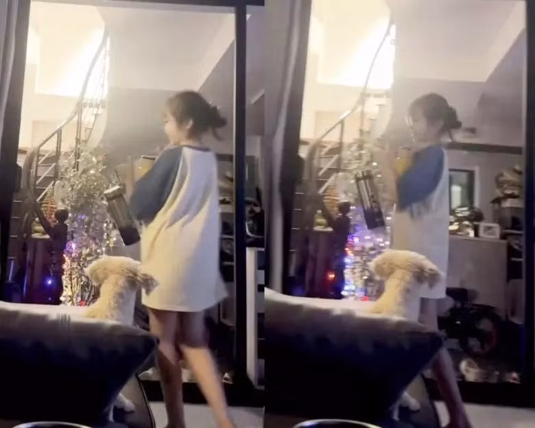 Trong một video Elly Trần đăng tải khi quay lại khoảnh khắc đáng yêu của con gái Cadie Mộc Trà, nhiều netizen tinh ý phát hiện ra chiều cao khủng của con gái Elly Trần.
