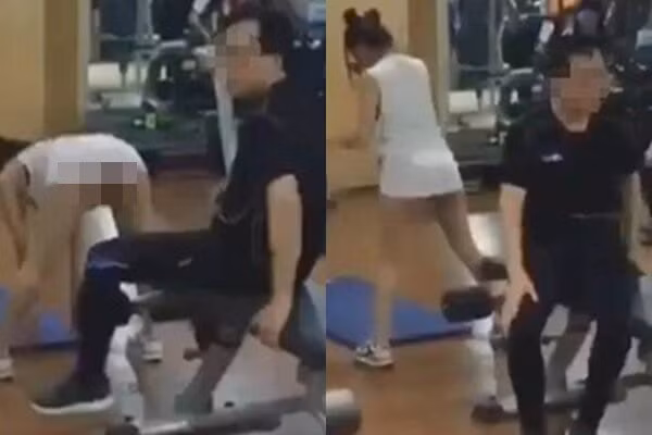 "Đỏ mặt" với trang phục luyện tập của cô gái, người đàn ông bất giác quay đi.