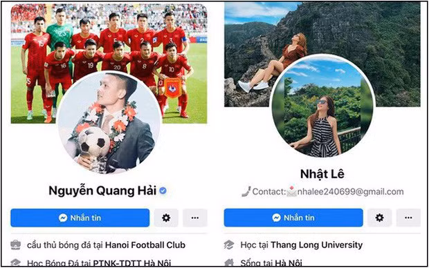 Đồng thời, Nguyễn Quang Hải cũng bỏ tên thay thế "Lu" (nickname của Nhật Lê) và ngược lại, Nhật Lê cũng bỏ đi chữ "Q.H" ở sau tên Facebook của mình.